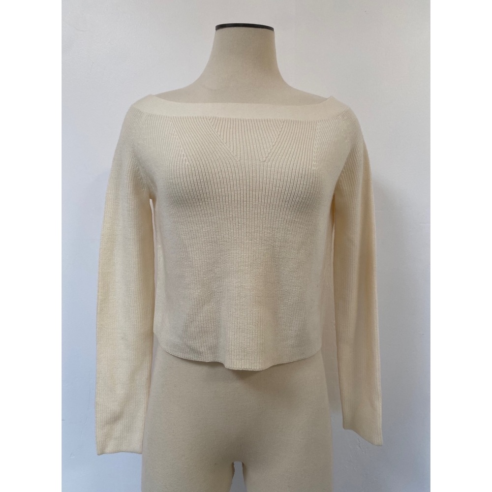 Frame Denim Cream Merino Boatneck Sweater Sz M